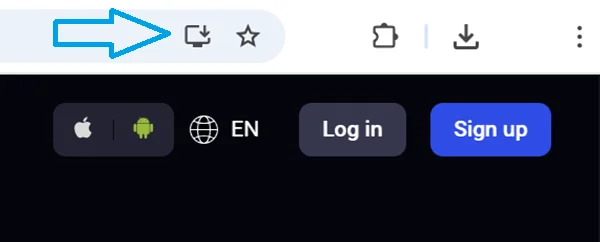 Screen of the app installation on a PC