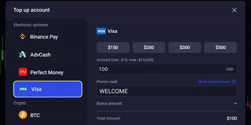 Choosing a payment method for adding funds to your account