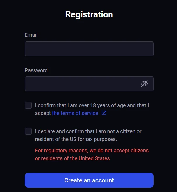 The Binolla registration window